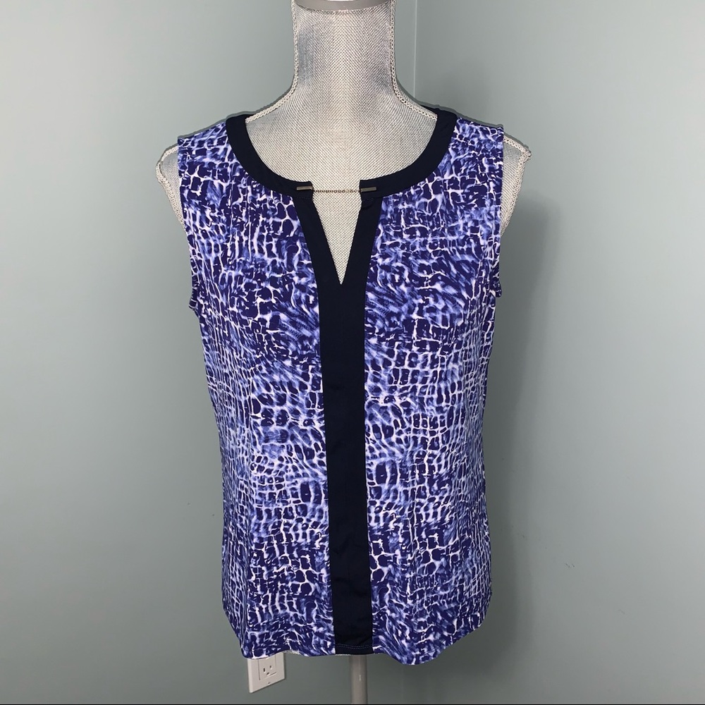 TAHARI keyhole print blouse womens size medium wedding guest